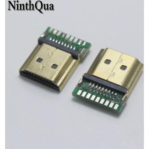 NinthQua 1pcs Gold Plating HDMI Type A Standard Male Plug with PCB board 19P HDMI Connector (1.4)
