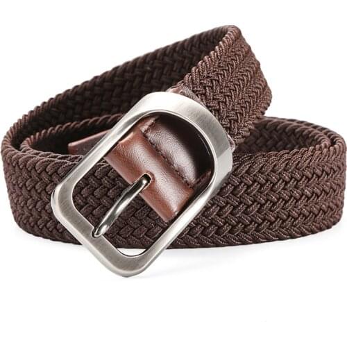 New Woven Elastic Mens Belts-punch-free Buckle Elastic Ladies Canvas Belts-trend Casual Belts