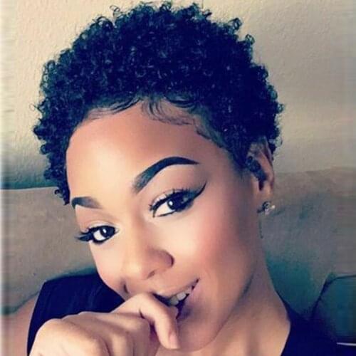 Short Cut Wig 100% Brazilian Curly Human Hair Wig For Black Women Full Machine Wigs Short Pixie Cut Wig Afro Kinky Curly Wigs