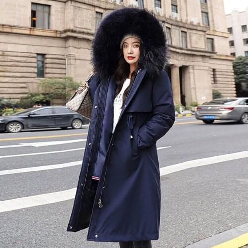 Parka Women Fad Thick Winter Removable Liner Plus size Down Cotton Jacket Loose Outerwear Warm Simplicity Long Coat Female
