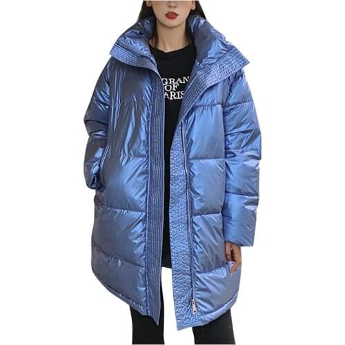 2021 New Winter Down Padded Jacket Women Mid-length Thick Loose Large Size Coat Womens Clothing Fur Collar Jacket