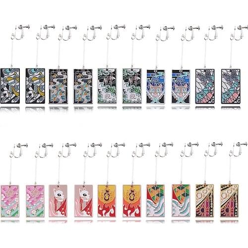 Anime Demon Slayer Metal Earrings Cosplay Prop Kimetsu No Yaiba Tanjirou Nezuko Clip Earrings Jewelery