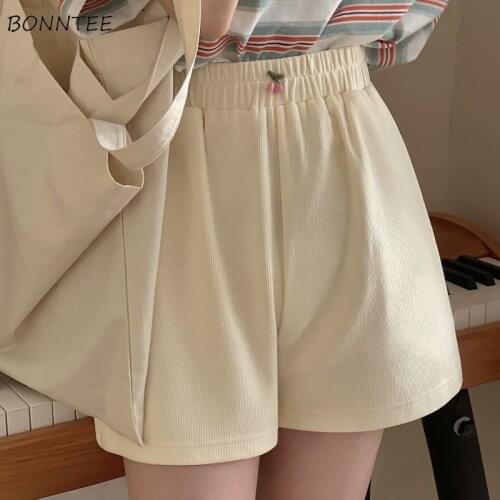 Shorts Women Fashion High Waist Casual Summer Korean Style Loose Sweet Wide Leg Lovely Girls Harajuku Solid All-match Street Ins