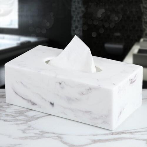 Nordic Creative Marble Resin Tissue Box Living Room Coffee Table Napkin Tray Modern Hotel Paper Towel Storage Box Home Decoratio