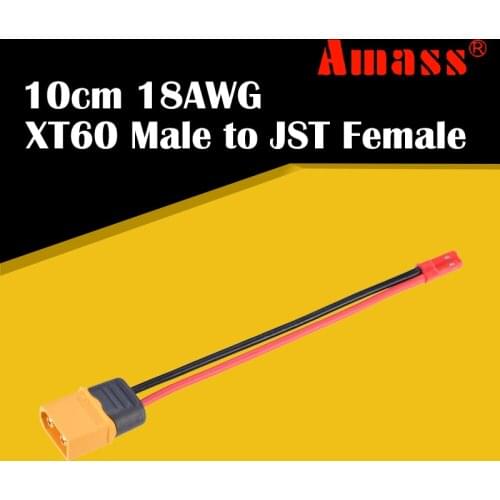 Connector Cable AMASS 10cm 18AWG XT60 Male Plug to JST Female Plug Cable Connector for Battery Charging Adapter