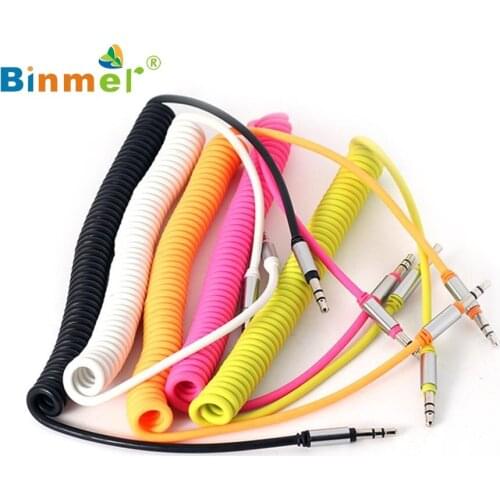 Top Quality Male To Male 3.5 mm Coiled Stereo Audio Cable Car Auxiliary Audio Cables for iPod iPhone MP3 Auto Supplies 18Mar13