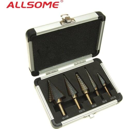 5pc HSS Cobalt Step Drill Bit Set Titanium Cone Drill Hole Cutter Bit Multiple Hole 50 Sizes Step Drill Bit Power Tool Drill Bit