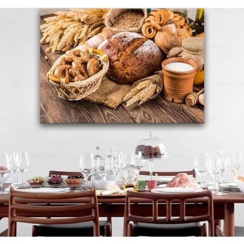 Kitchen Theme Canvas Art Paintings On The Wall Canvas Pictures For Kitchen Room Decor Bread Milk Canvas Posters And Prints
