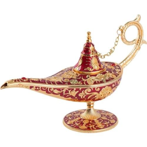 Aladdin Magic Lamp Hollow Out Fairy Tale Aladdin Genie Lamp Enamel Vintage Retro Craft Home Decor Ornaments Vintage Tea Pot