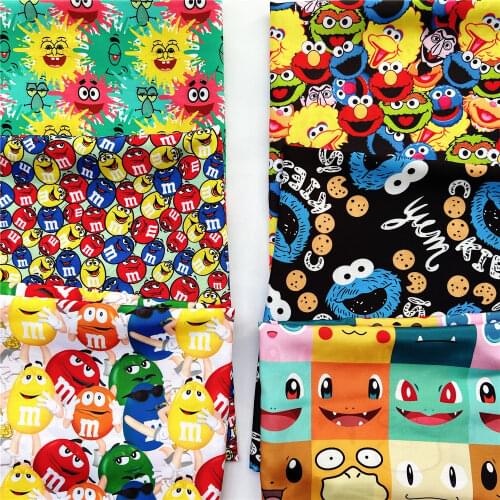 Wide145cm Cartoons Sesame Chocolate Bean COOKIE Polyester Cotton Fabric Patchwork Needlework Sewing Material Diy Pillow mask