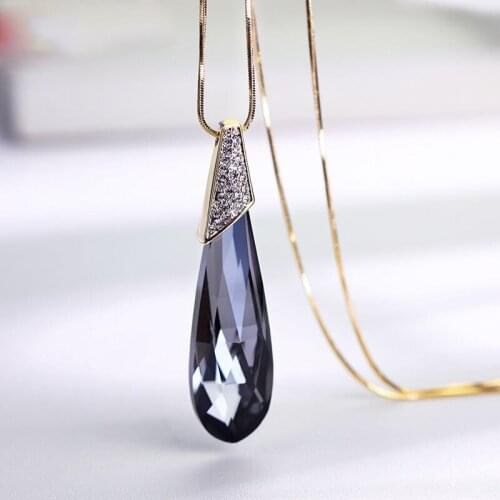 Fashion Choker Necklaces & Pendants for Women Collier 2019 Snake Chain Feather Waterdrop Long Necklace Maxi Jewelry New