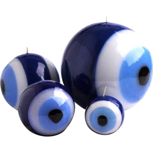 Evil eye bead Model Candle 3 pcs Gift Set 5-7-8 cm Blue White easter boxed christmas designed decor