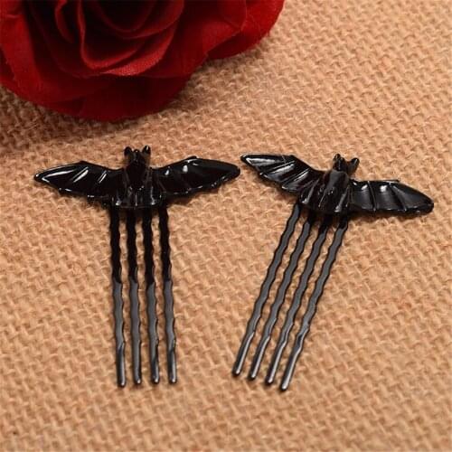 1Pair Retro Bat Hairpin Halloween Fancy Dress Bat Bobby Pin Party Cosplay Props