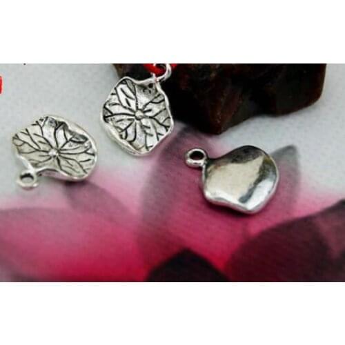 10pcs/lot Tibetan silver alloy Lotus leaf For Jewelry Making DIY Accessories Antique Silve Color Pendant Charms dg4s