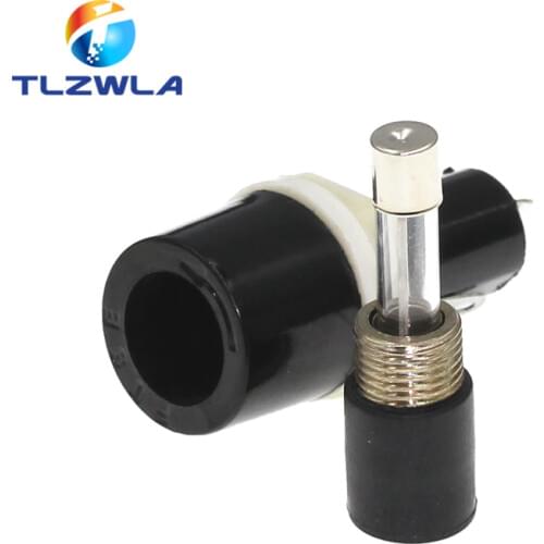 100PCS Fuse Holder Rotating Nut Installation MF-528 5 x 20 Black Flat Tube Type Crosshead Screw Cap Fuse Holder 10A 250V