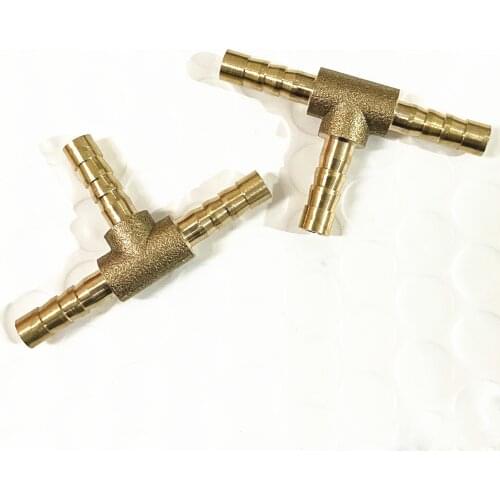 4 5 6 8 10 12 14 16 19 25mm Hose Barb Brass 3 Way Barbed Pipe Fitting Tee Shaped Coupler Connector Adapter