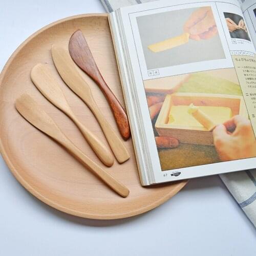 4PCS/SET Natural Log Wood Cutters Butter Knife Mask Jam Cheese Knife Daub Bakeware Tableware Free Shipping