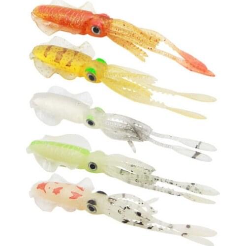 5Pcs Glow fishing lures Octopus Soft Bait Calamar Sea Fishing Wobbler squid Fishing luminous Soft Lure 9.5cm 12cm 15cm