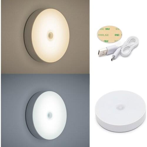 6 LEDs PIR Motion Sensor Night Light Auto On/Off for Bedroom Stairs Cabinet Wardrobe Wireless USB Rechargeable Wall Light