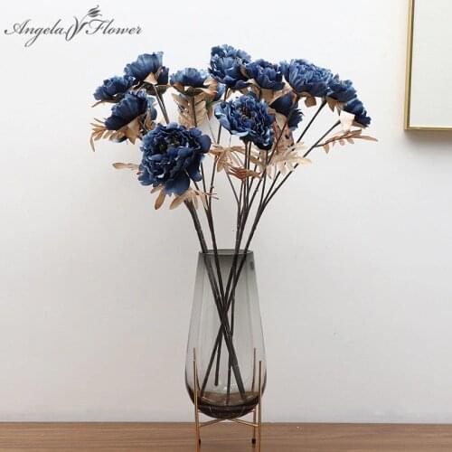 61cm 3 Heads Peony Artificial Flower Branch DIY Christmas Tree Decor Home Wedding Table Accessories Flower Arrangement Materials