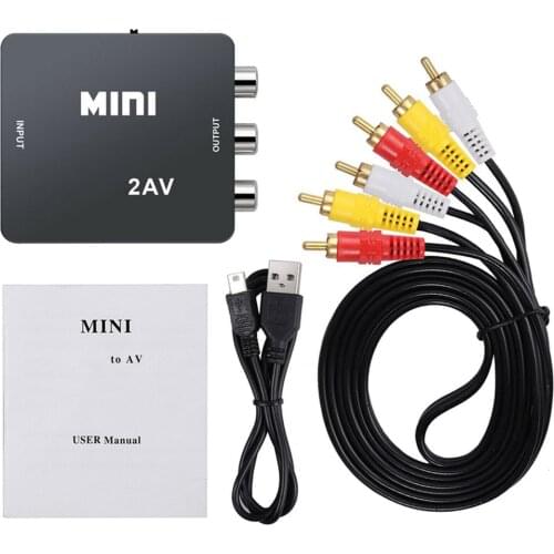 HDMI-compatible TO AV Scaler Adapter HD Video Composite Converter Box to RCA AV/CVSB L/R Video 1080P Mini 2AV Support NTSC PAL