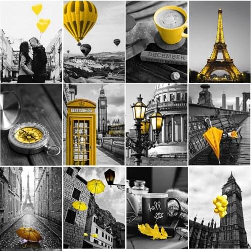 Diamond Painting 5D DIY Rhinestone Black and White City Exquisite Mosaic Cross Stitch Decoration Ornaments Can Be Customized