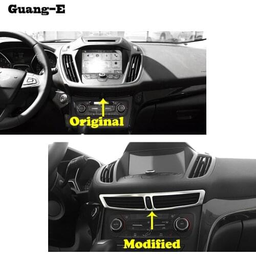 Car Garnish Detector ABS Chrome Center Console Navigation Box GPS Outlet Vent Trim 1pcs For Ford Kuga Escape 2013 2014 2015 2016