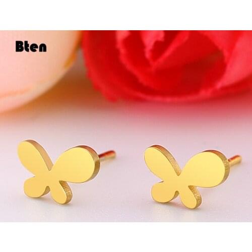 Bten Original Butterfly Studs Earrings For Women 2021 Vintage Gold Tone Metal Charming Earrings Jewelry Boucles d’oreilles