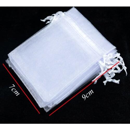 White Organza Jewelry Gift Bags Cheap Organza Pouches Embalagens Para Doces Customized LOGO 7x9cm1000pcs/lot Whlesale