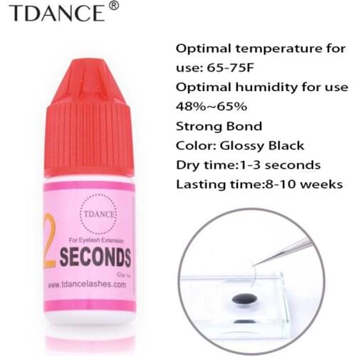 TDANCE 5ml 1-3 second Fast dry adhesive no odor no simulation lash glue individual eyelash extension glue last 8-10 weeks