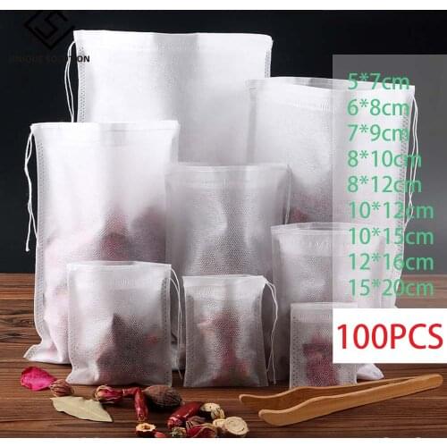 Food Grade Non-woven Fabric Tea Bags 100pcs Tea Filter Bags for Spice Tea Infuser with String Heal Seal Spice Filters Teabags