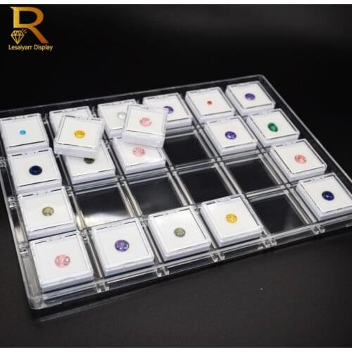 24Pcs Gemstone Diamond Jewelry Box Loose Diamond Jewelry Display Case Holder Clear Cover Gem Storage Container Protection Box