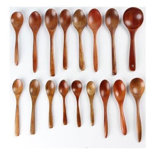 Solid wood spoon Japanese style honey spoon soup spoon many specifications coffee spoon wooden tableware