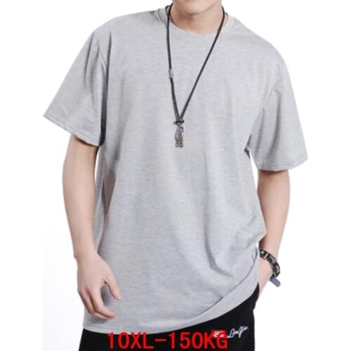 Mens big T-shirt large size 7XL 8XL 9XL 10XL summer short-sleeved round neck hip-hop sports black gray blue casual T-shirt
