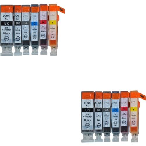 12X LuoCai Compatible ink cartridges For Canon PGI725 CLI726 PGI 725 CL 726 MG6170 MG6270 MG8170 MG8270 printers PGI-725 CLI-726