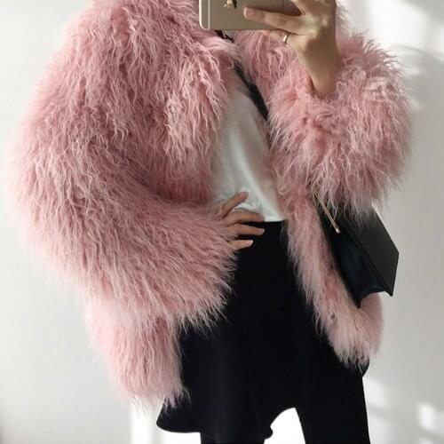 2020 autumn winter fur jacket female pink fashion long plush imitation fur wool overcoats ladies short fur parkers coat woman