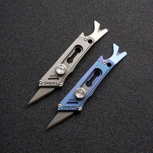 Mack Walker Titanium Alloy Mini Portable Keychain Unpacking Utility Push-pull Knife Mini Cutter Knives EDC Tool