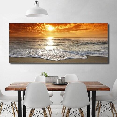 Seascape Sunset Canvas Painting Bedroom Home HD Landscape Wall Art Painting for Living Room Modern Concise Style Unframed Decor