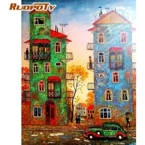 RUOPOTY Oil Painting By Numbers Color House Landscape Paint Kits Handmade 60x75cm Frame On Canvas Home Living Room Artworks
