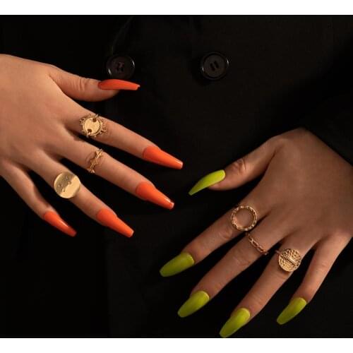Docona Bohemia Geometric Sequins Rings Set for Women Punk Carved Gold Color Midi Knuckle Rings Jewelry Anillos 6pcs 14324