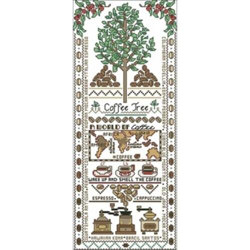 Coffee tree patterns counted 11CT 14CT 18CT DIY Cross Stitch Sets wholesale Cross-stitch Kits Embroidery Needlework