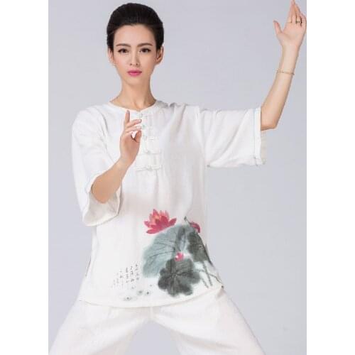 New summer printing linen-cotton tai chi suit Kung Fu performance clothing Wushu Clothing martial art Uniforms