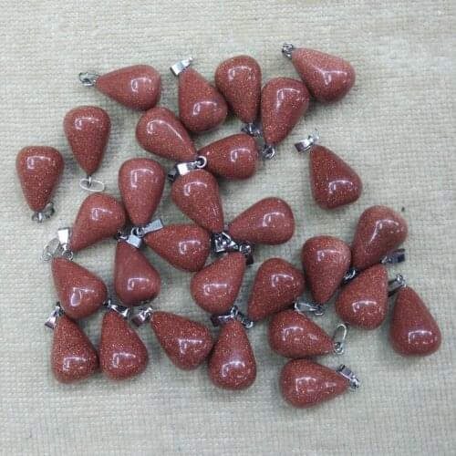 Wholesale 50pcs/lot good quality gold sand stone water drop Charms Pendants for men and women jewelry marking Free Shipping