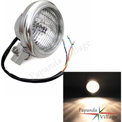 Papanda Motorcycle Polish 12V Retro Front Headlight Custom High Low Beam for Harley Softail Dyna Cruisers