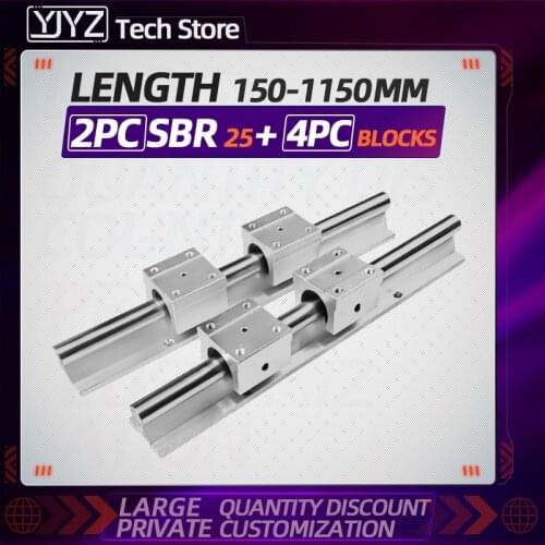 Factory direct sales of high quality four SBR25 lengthened slider + two SBR25 linear guide rail (115~1150mm) multiple options