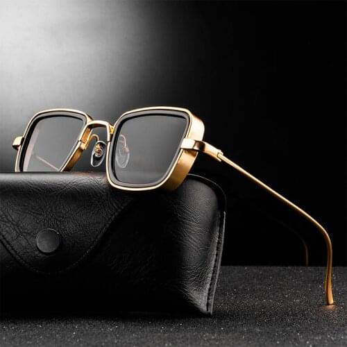 2021 New Vintage Steampunk Sunglasses Men Women Retro Metal Square Mens Sun Glasses Male Trendy Brand Shades For Men UV400