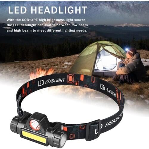 LED Headlight Waterproof Ulta-light Portable COB Work Light Lamp Powerfull LED Headlamp USB Charging Night Fishing Riding Light