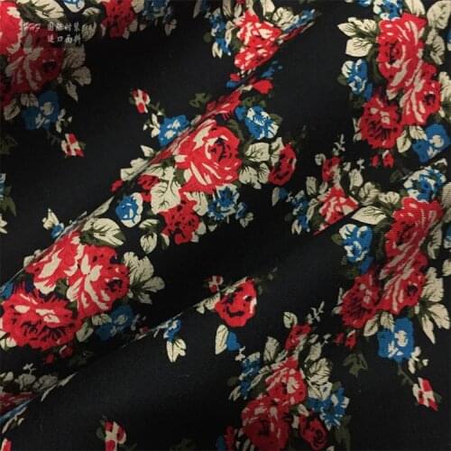 LEO&LIN Heavy Elasticity Cotton Knitted black red Printing Thickening Cotton Color Clothing Skirt Fabric