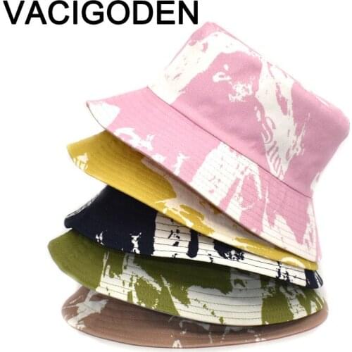 VACIGODEN Women Fashion Bucket Hat Reversible Tie Dyeing Mixed Colors Cashew Nuts Printed Outdoor Chapeau Fisherman Cap Gorros