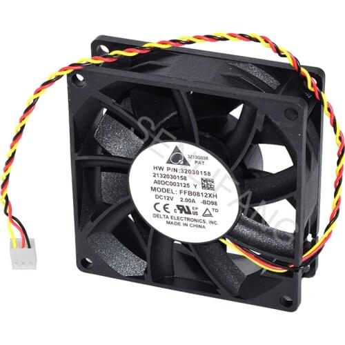For Delta FFB0812XH 8cm DC 12V 2A 3 Wires Powerful Pwm Axial Server High Speed Big Air Volume Violence Cooling Fan